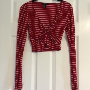 Forever 21 Red and White Crop Top
